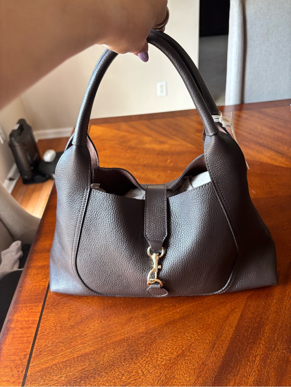 Divina Firenze Classic Dark Brown Leather Shoulder Bag